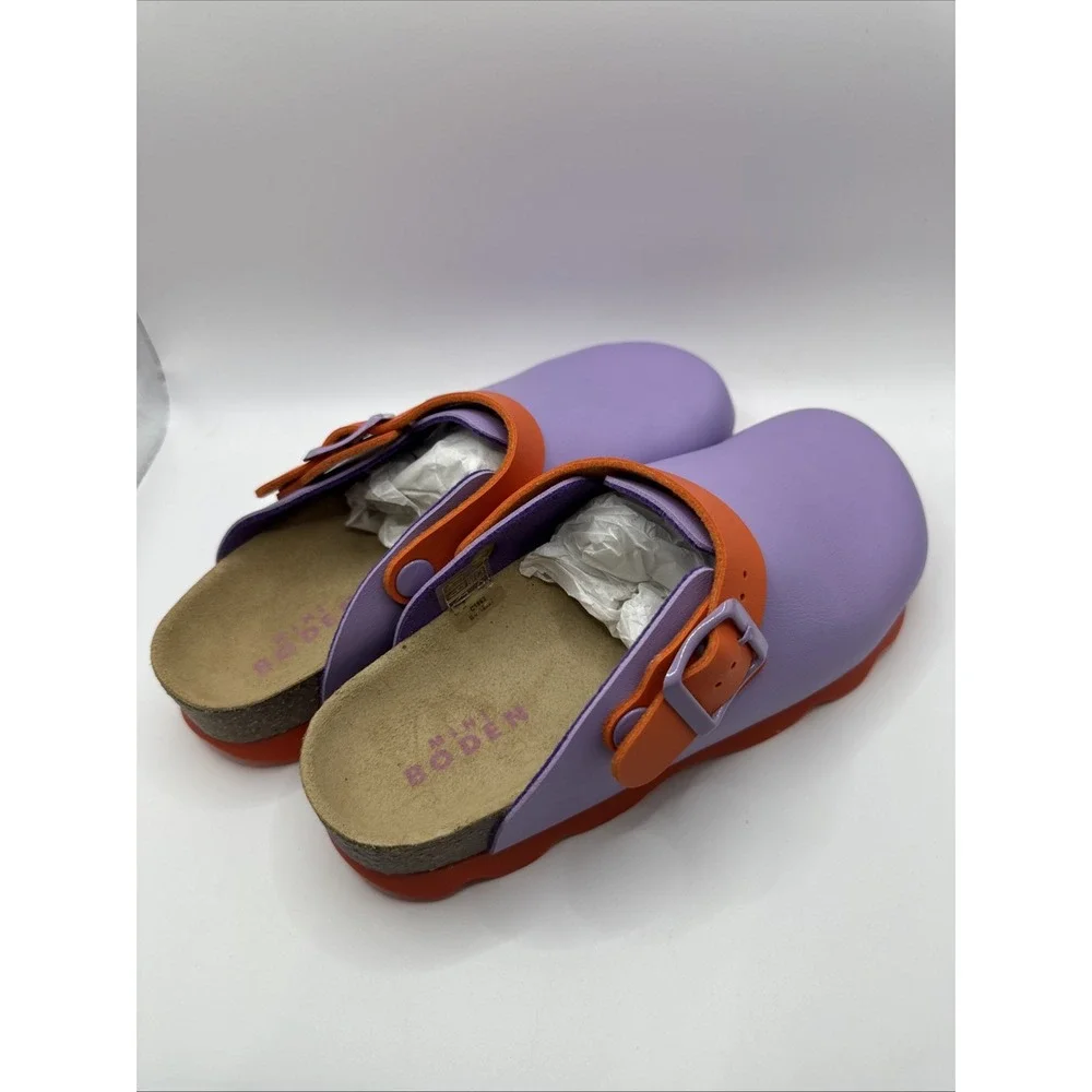 Mini Boden Girls Size 34 US 3 Orange And Purple Clogs #1006
